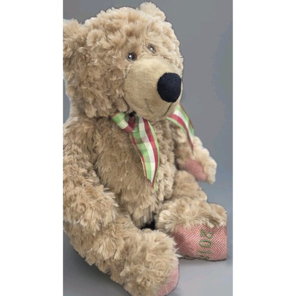 Pier 1 Imports Christmas 2018 Caleb 16" Teddy Bear Plush Holiday w Plaid Bow - Picture 2 of 7